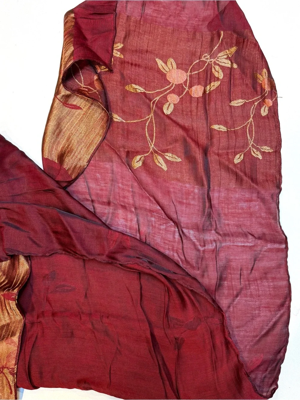 Elegant Red and Gold Floral Women's Scarf